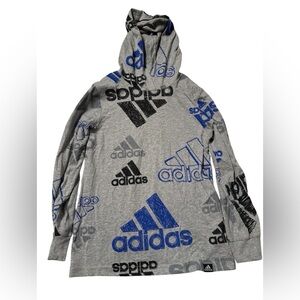 Adidas kids long sleeve pull over hooded shirt size 7